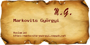 Markovits Györgyi névjegykártya